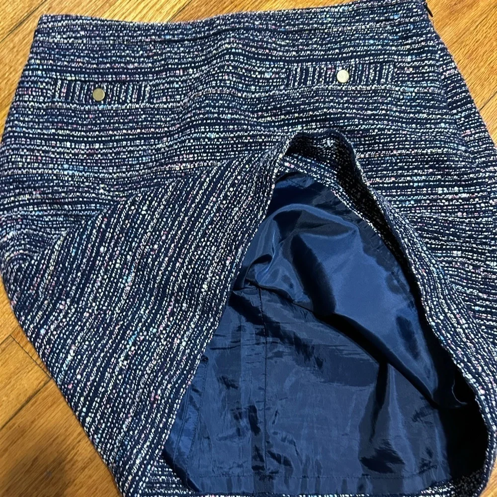 Ann Taylor LOFT Skirt Womens 8 Petite Tweed Mini Lined Faux Front Pockets